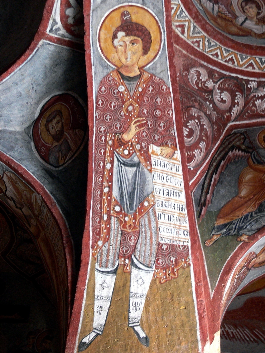 Ascension fresco with footprints inside Carikli Church, Göreme