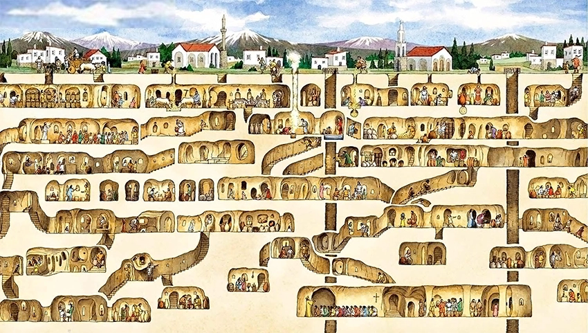 Derinkuyu Underground City overview entrance and chambers