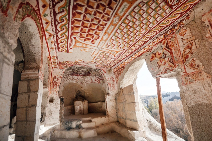 Alakara Church fresco details inside Gomeda Valley