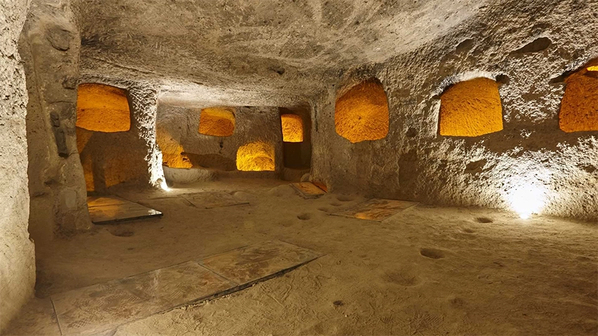 Kaymaklı Underground City tunnel and chamber room