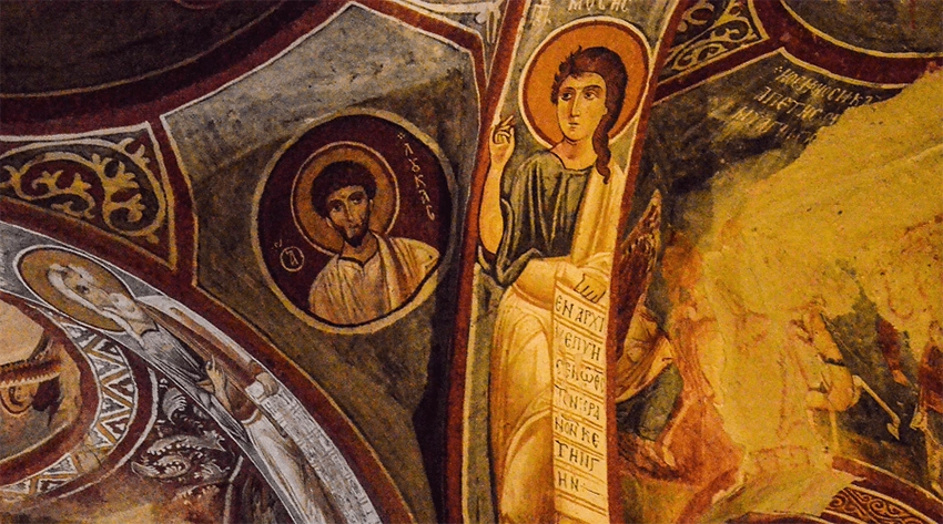 Frescoes inside Rose Valley churches
