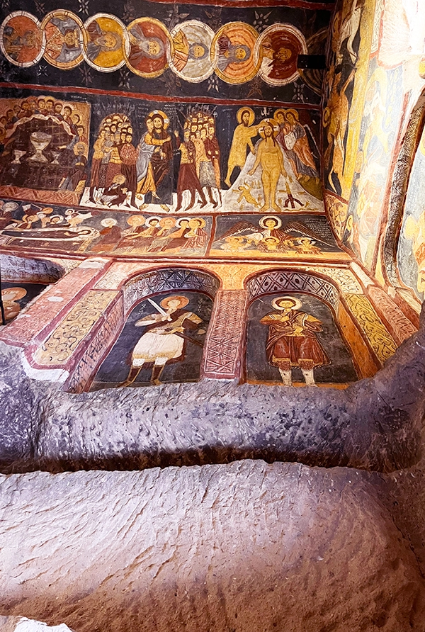 Frescoes of Christ and John the Baptist inside St. Jean Church Gülşehir