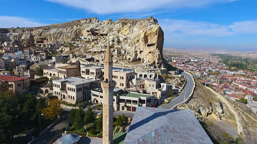 View from Temenni Hill at sunset, overlooking Ürgüp and Mount Erciyes